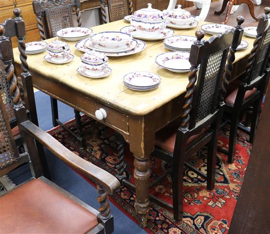 A Victorian pine farmhouse table W.153cm.